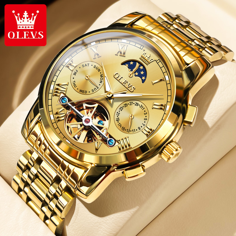 Leather Classic Strap - OLEVS 6617 ساعة ميكانيكية كلاسيكية للرجال