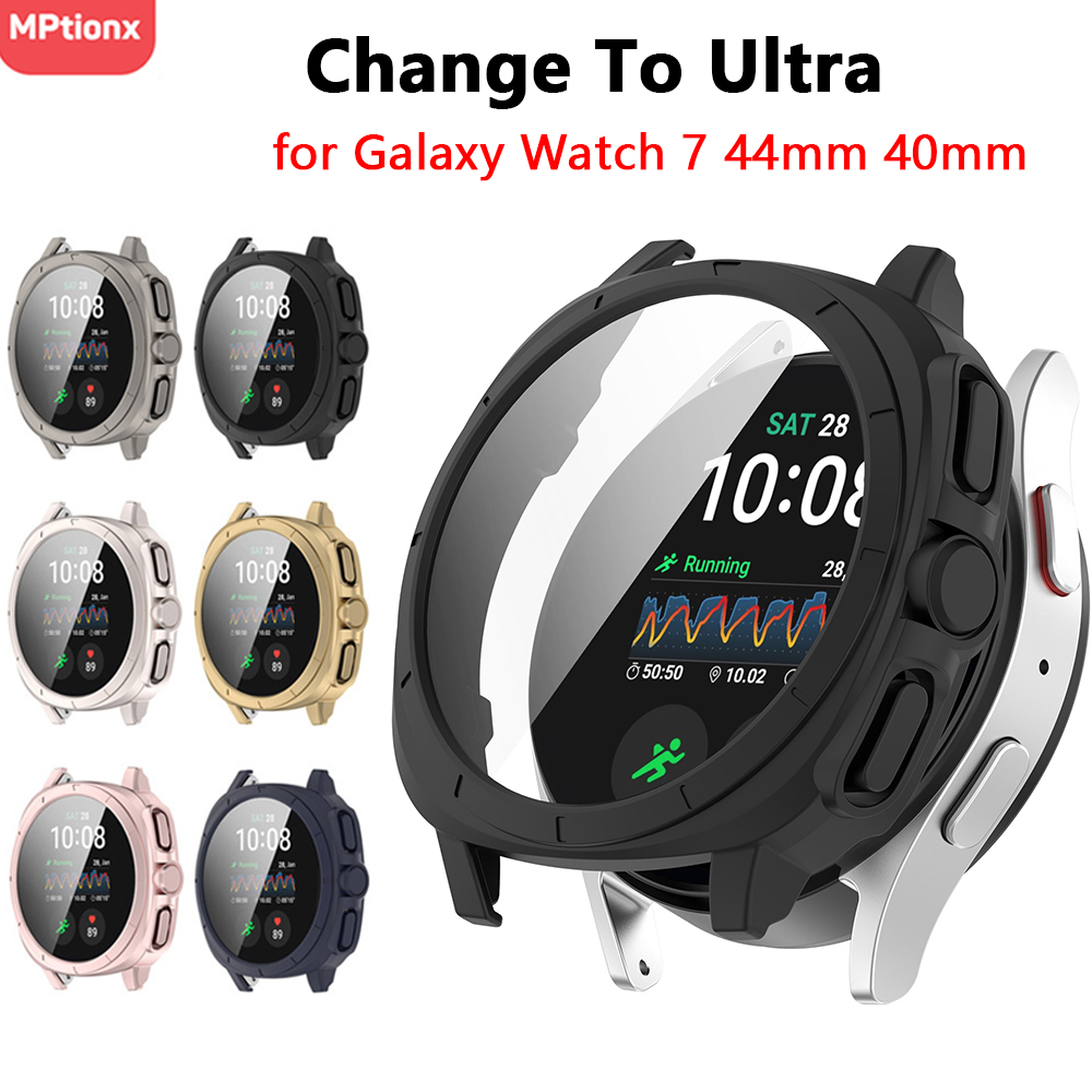 Samsung Smartwatch Accessories - حافظة وزجاج لساعة سامسونج جالاكسي ،