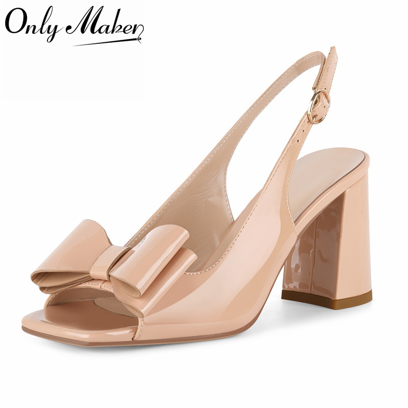 Leather Classic Strap - Onlymaker المرأة ساحة تو القوس Slingback