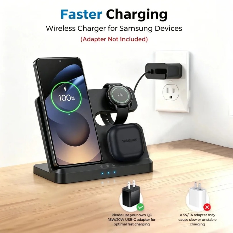 شاحن لاسلكي سريع 3 في 1 لسامسو - مراجعة Watch Charger Cable وسعره