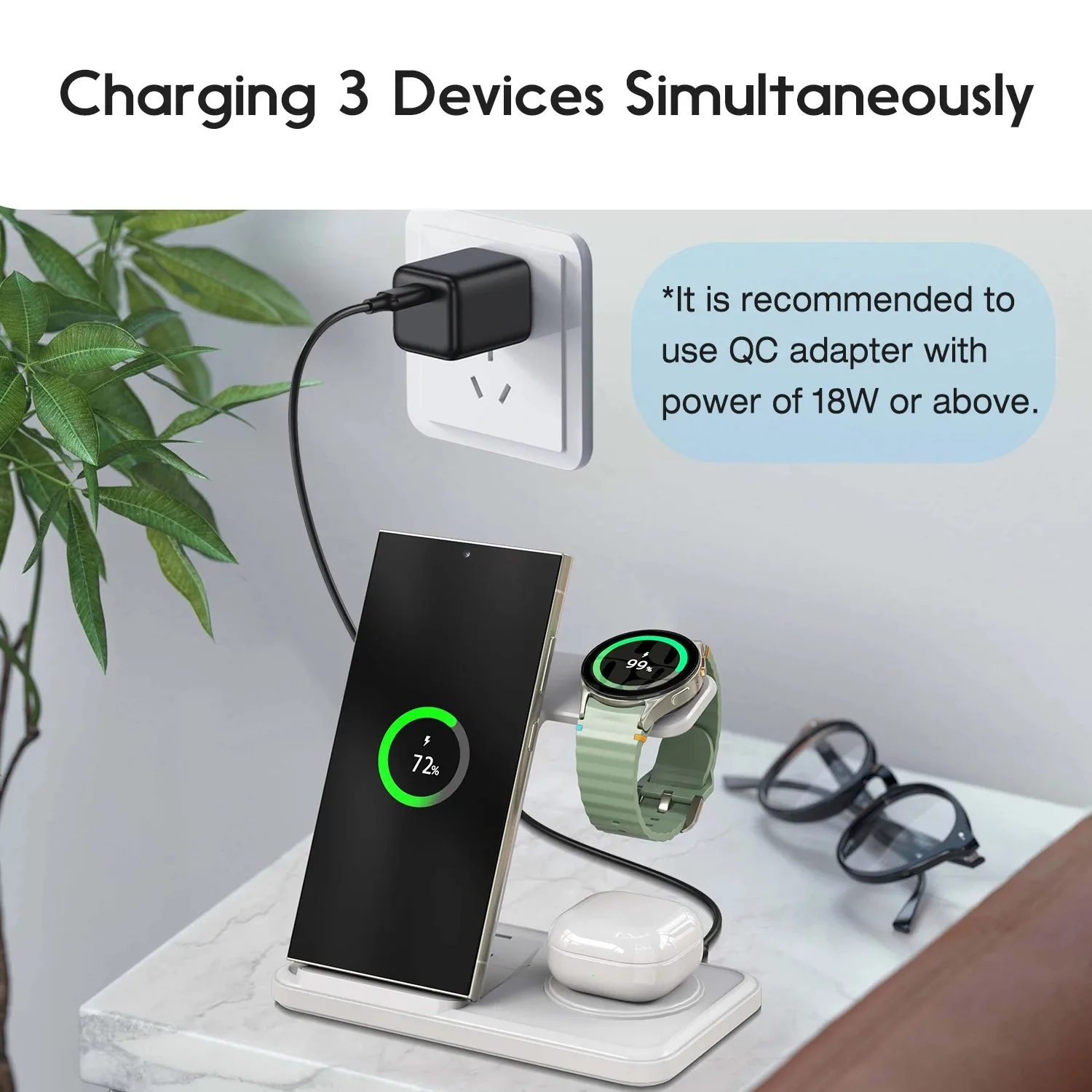 سطح المكتب 3 في 1 محطة شاحن لا - مراجعة Watch Charger Cable وسعره
