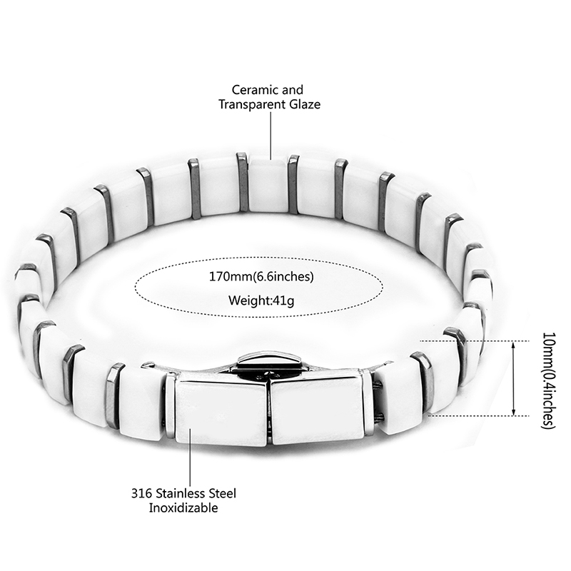 أبيض أسود الرجال الصحة أساور ن - مراجعة Ceramic Link Bracelet وسعره