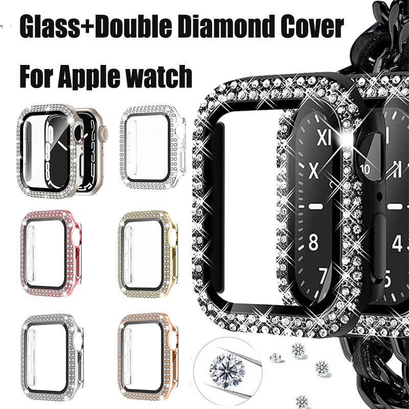 زجاج + غطاء ماسي لساعة أبل 40  - مراجعة Smartwatch Band Accessories وسعره
